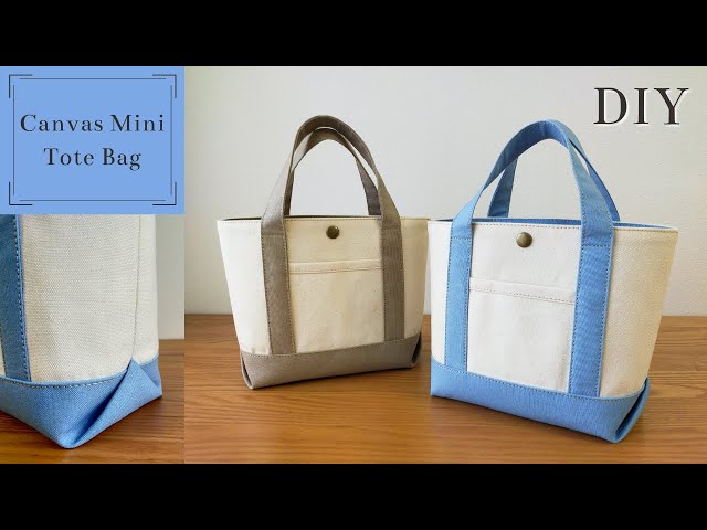 How to Make a Canvas Mini Tote Bag/Free pattern/Sewing Tutorial