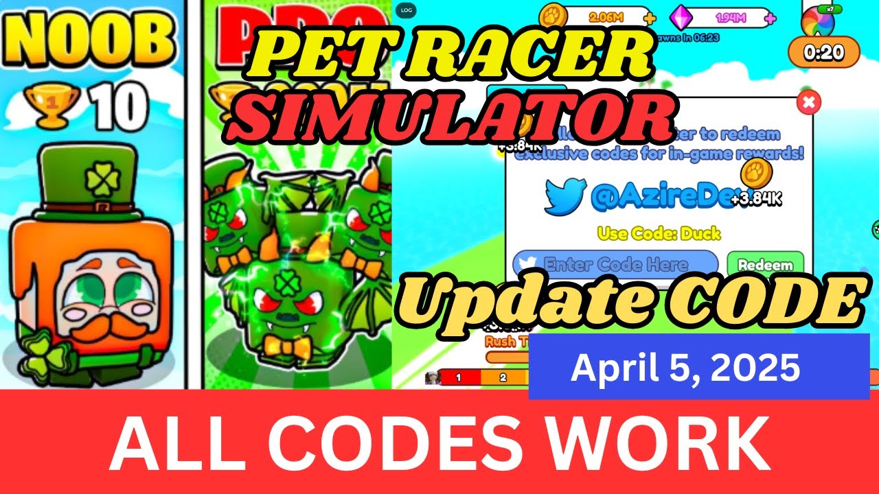 ALL Codes Work Pet Racer Simulator ROBLOX, April 5, 2025 - YouTube