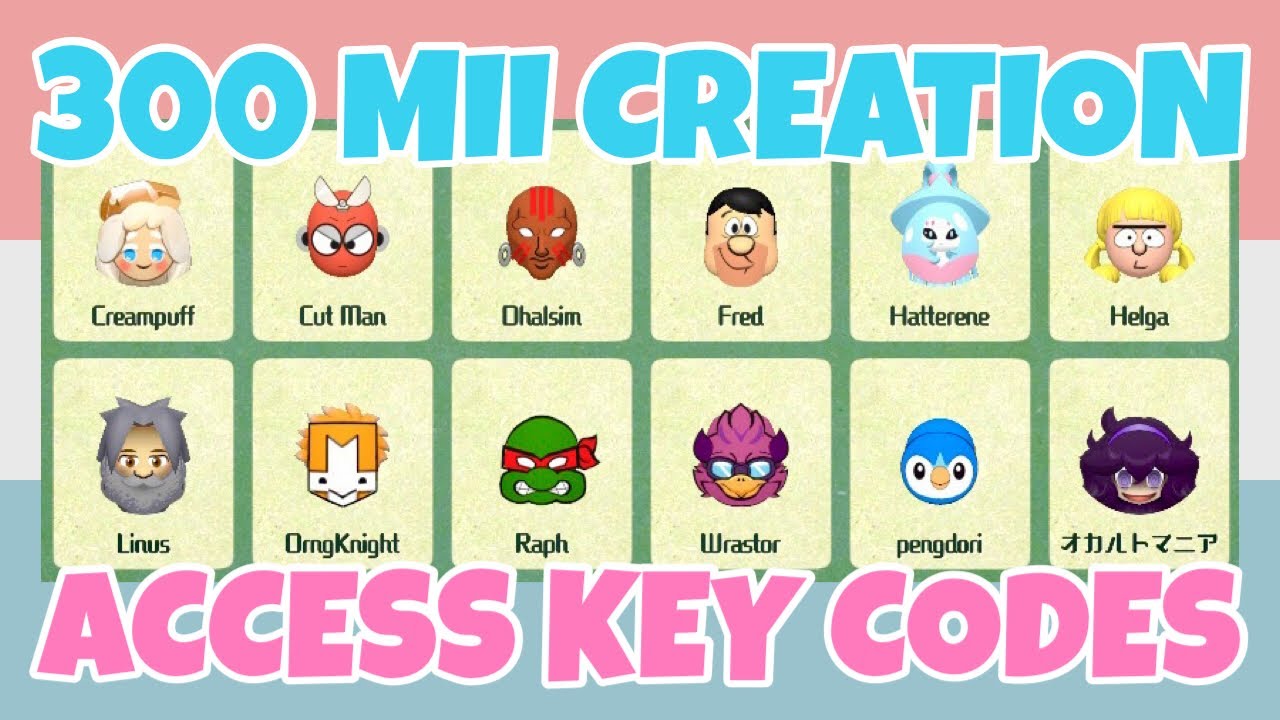 Best 300+ Mii Character Creation Access Key Codes In Miitopia