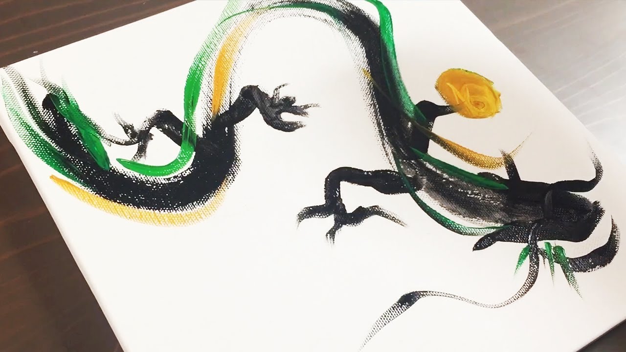 龍 / アクリル絵の具 / 初心者が簡単に絵を描く方法 #5 - YouTube