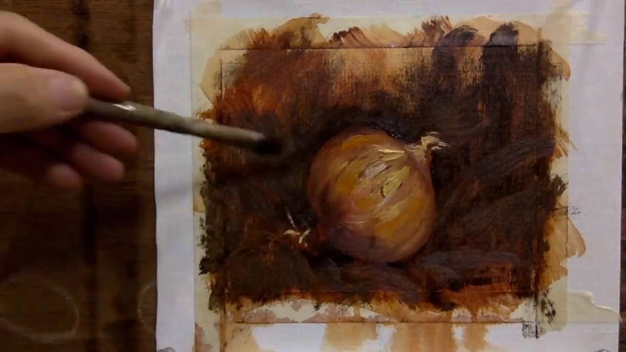 油彩画の描き方 玉ねぎ編 - YouTube