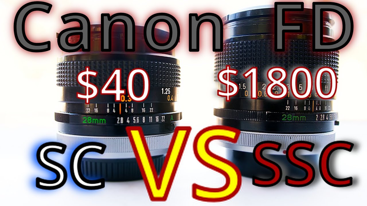Canon FD Comparison - 28mm f2.8 S.C. VS 28mm f2 S.S.C. - YouTube