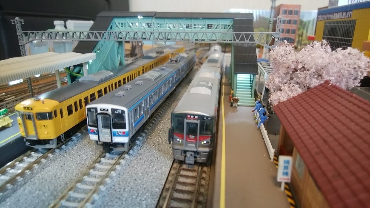 Nゲージ】木造跨線橋を3線化 - YouTube