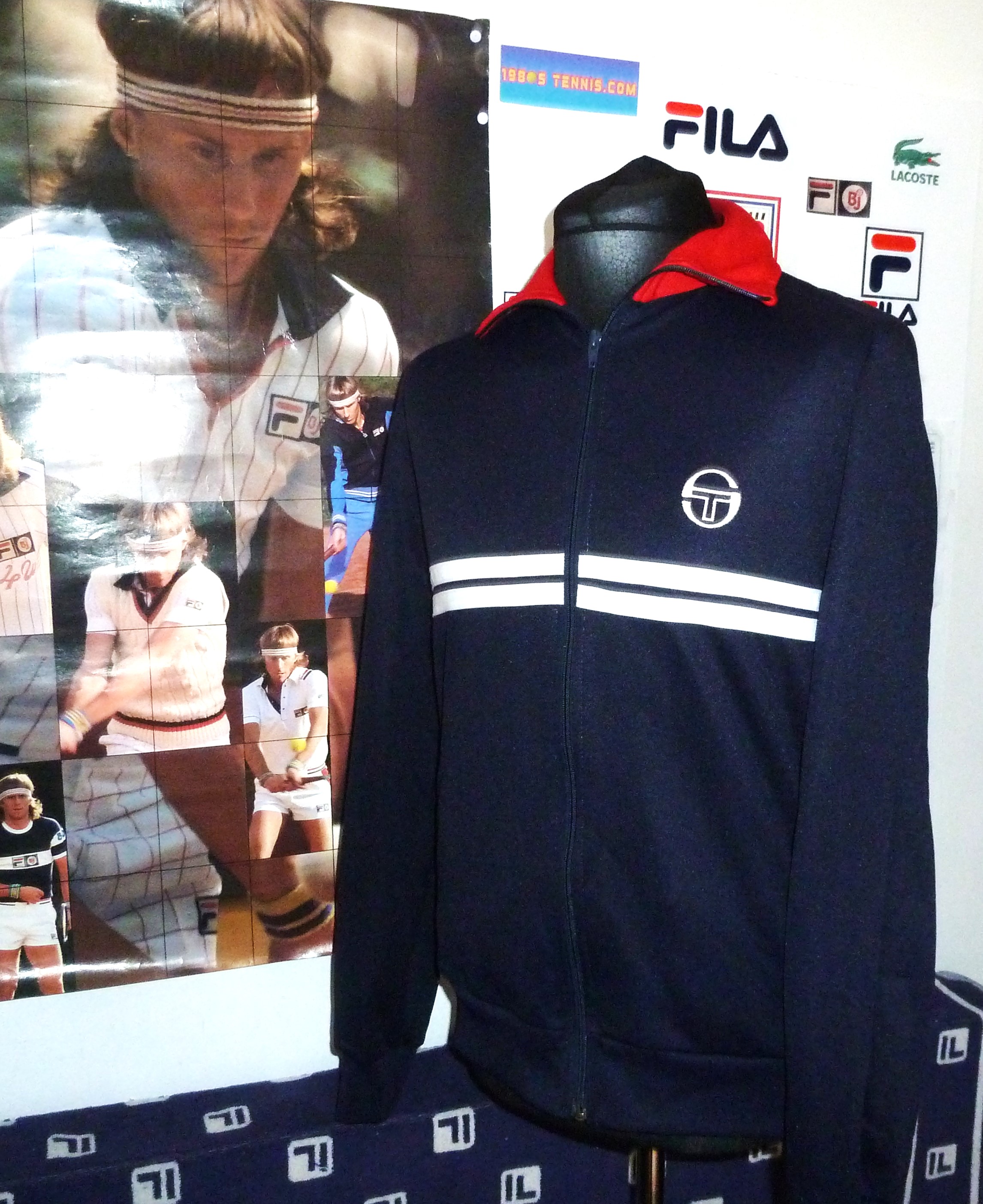 OG 1980s SERGIO TACCHINI NAVY BLUE DALLAS TRACKSUIT TOP US42 L/XL