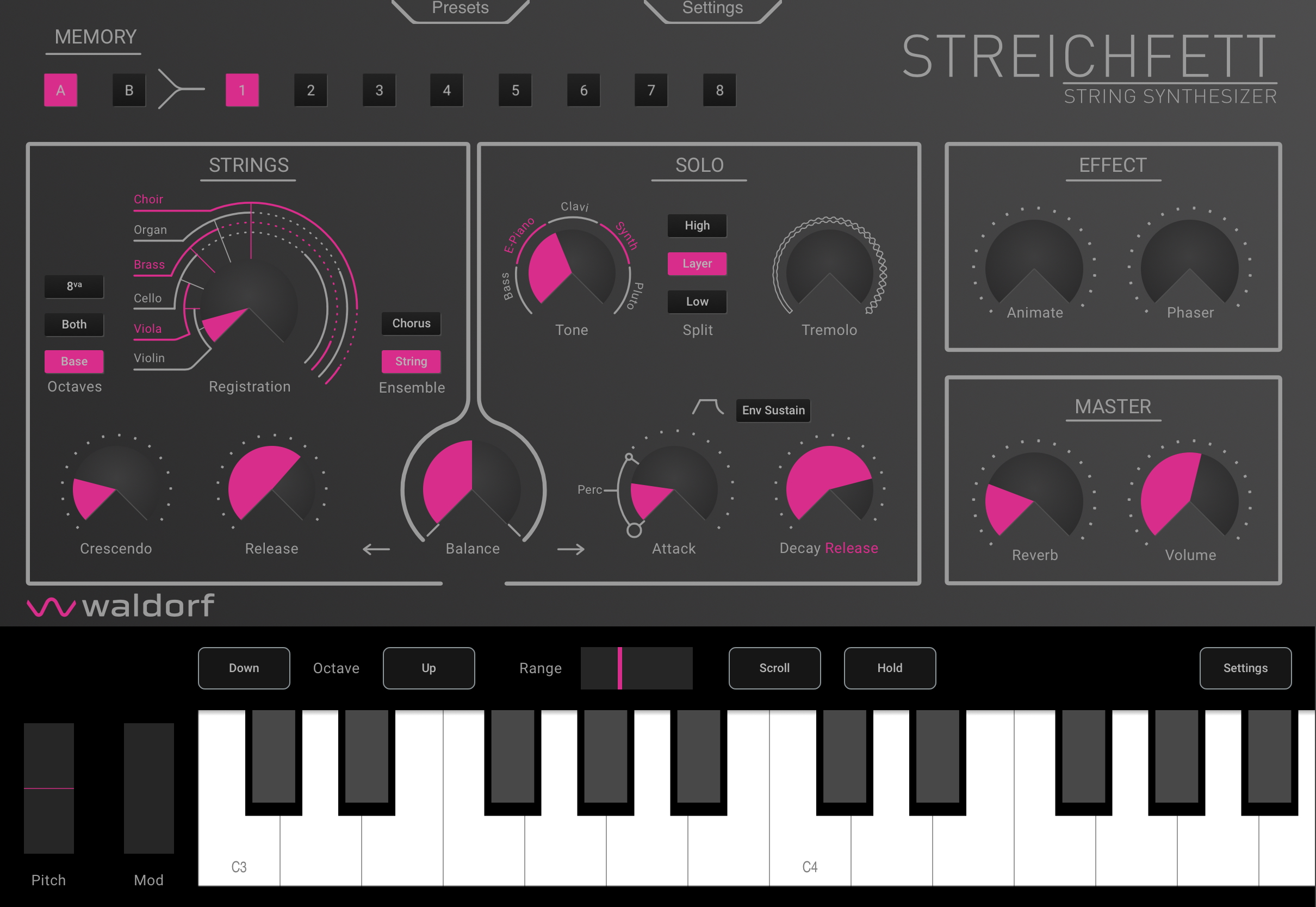 Waldorf StreichfettがiPhone／iPad対応、名機ストリングスシンセを