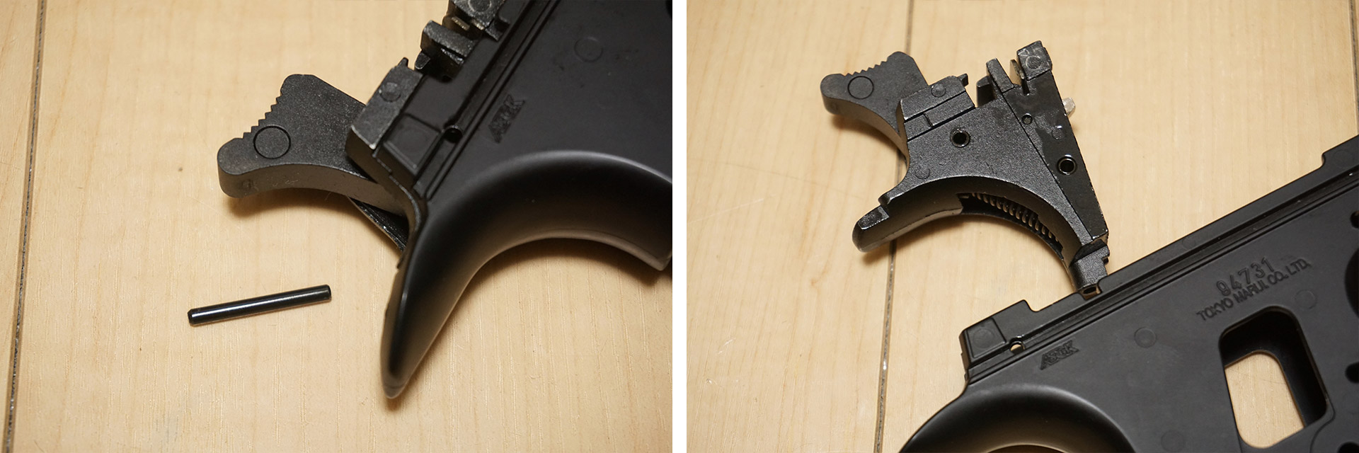 東京マルイ デザートイーグル 50AEのグリップ側を分解していきます