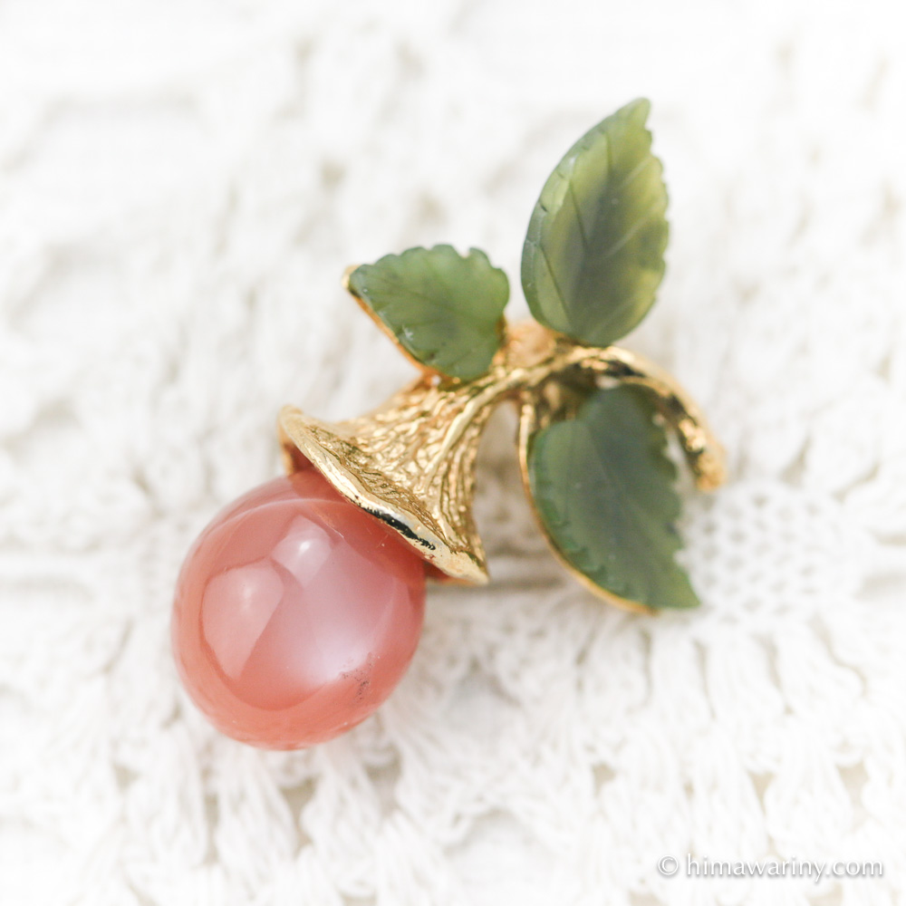 Swoboda スワボダ-天然石-ロゼ・ムーンストーン蕾ブローチ【未使用