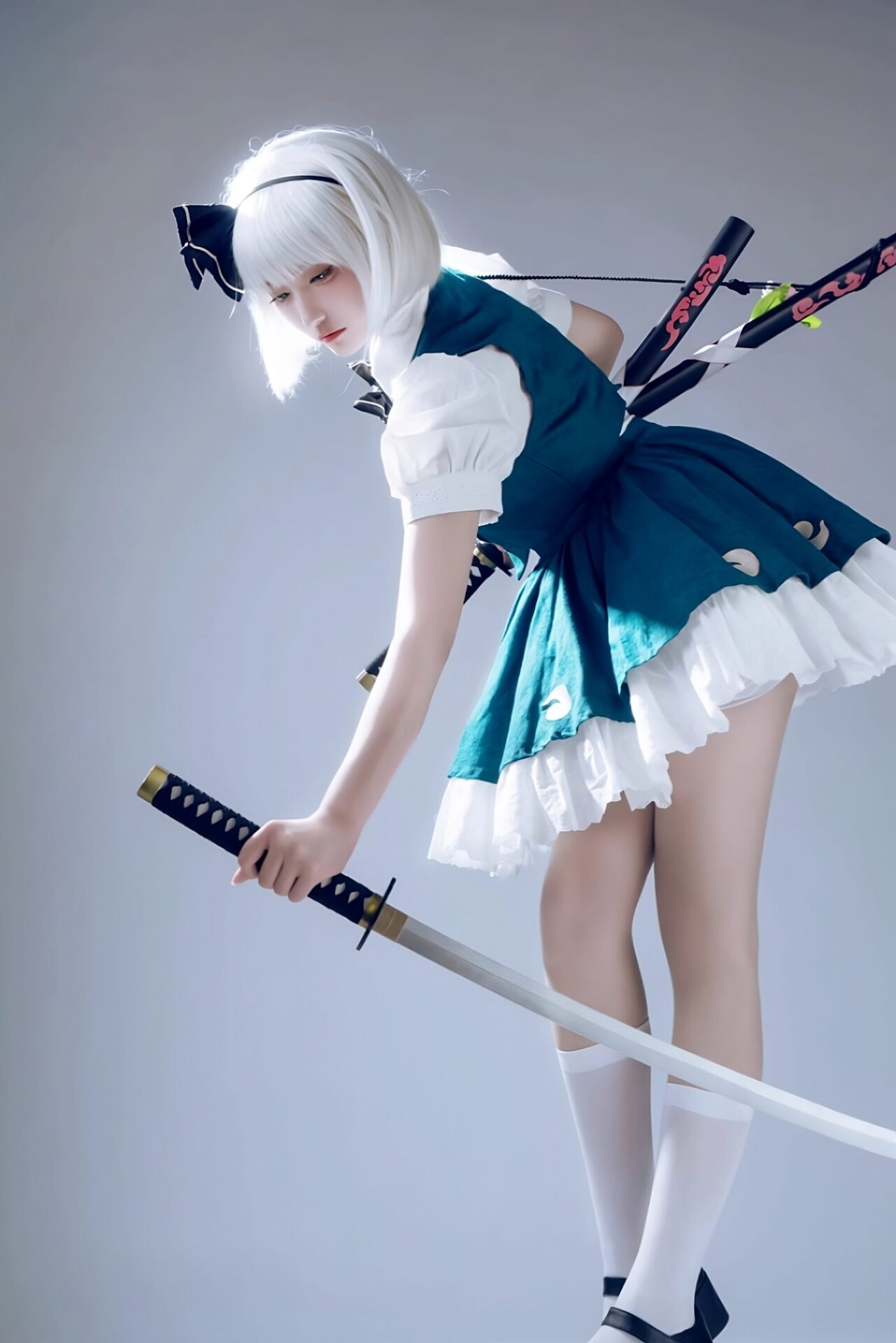 東方Project: 魂魄妖夢 コスプレ 青緑・半袖版 (森森仙) SailorStyle