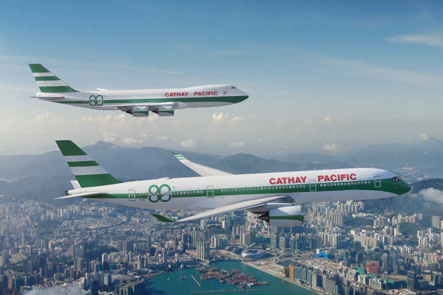 創立80周年で特別塗装機 「レタスサンドイッチ」デザイン復刻 キャセイ