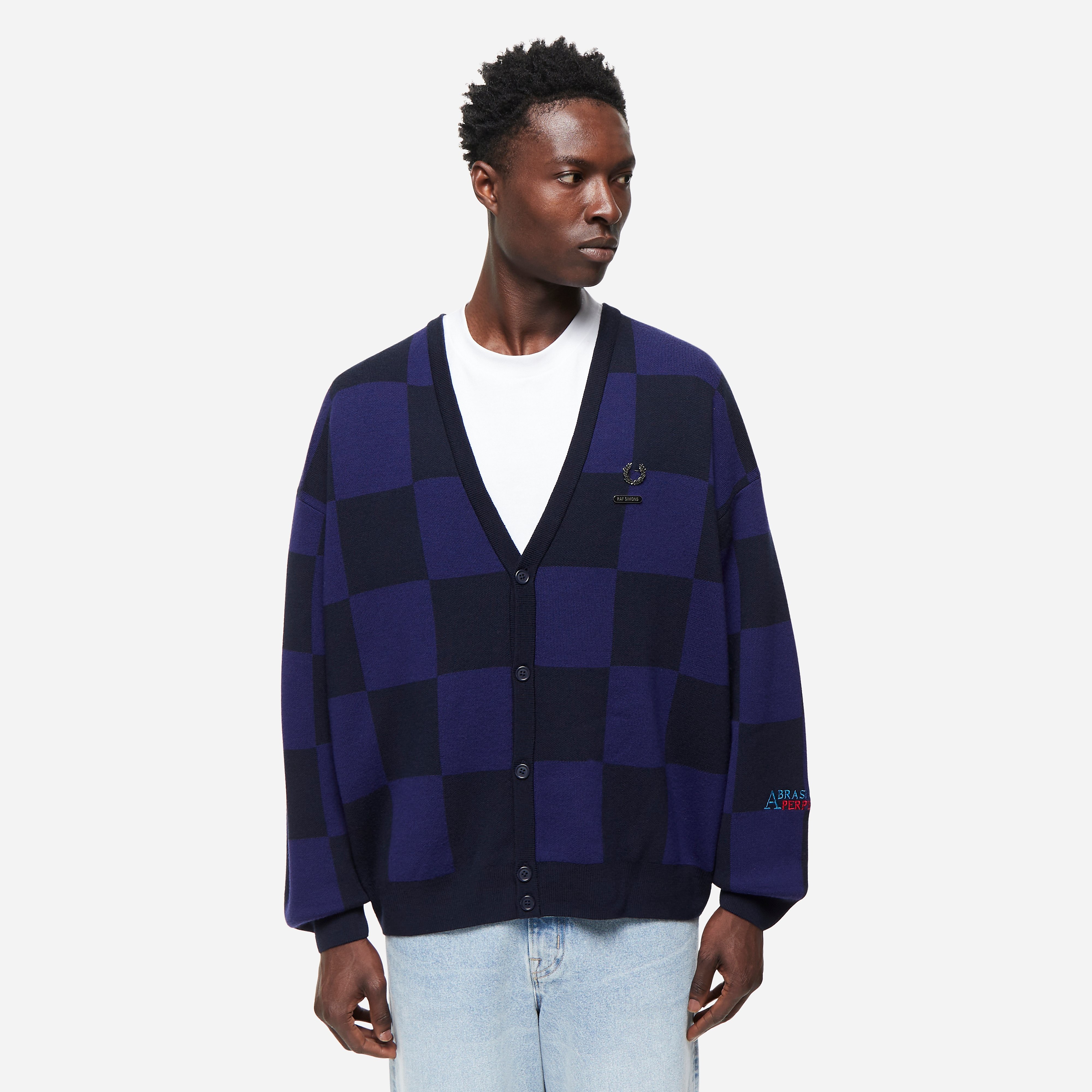 Fred Perry x Raf Simons Cardigan, Navy - Curated Menswear