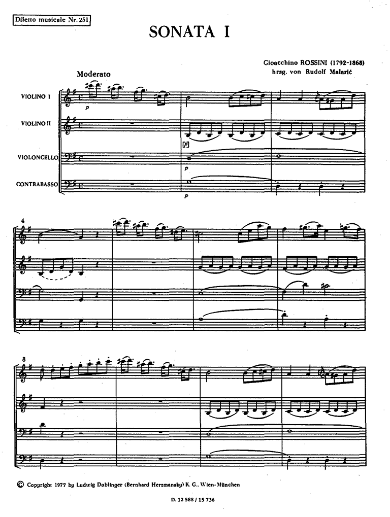 ロッシーニ [Rossini], 弦楽ソナタ第1-6番, Sonatas for strings No. 1-6