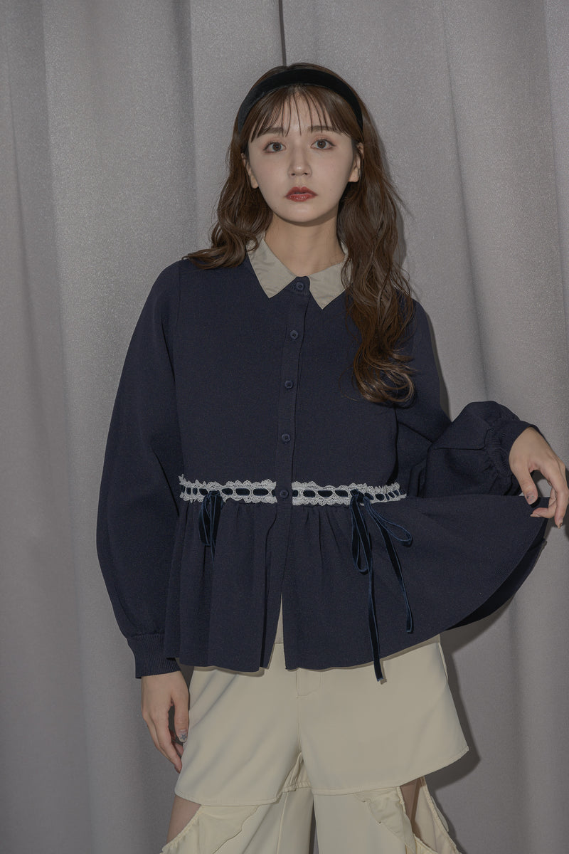 velours ribbon peplum cardigan – idem