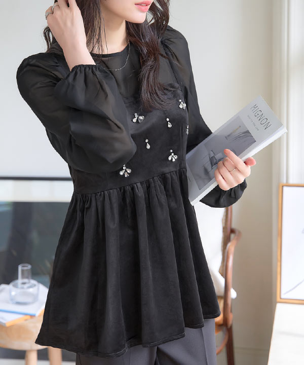 シアードッキングペプラムベロアトップス [C7321] | 神戸レタス(KOBE