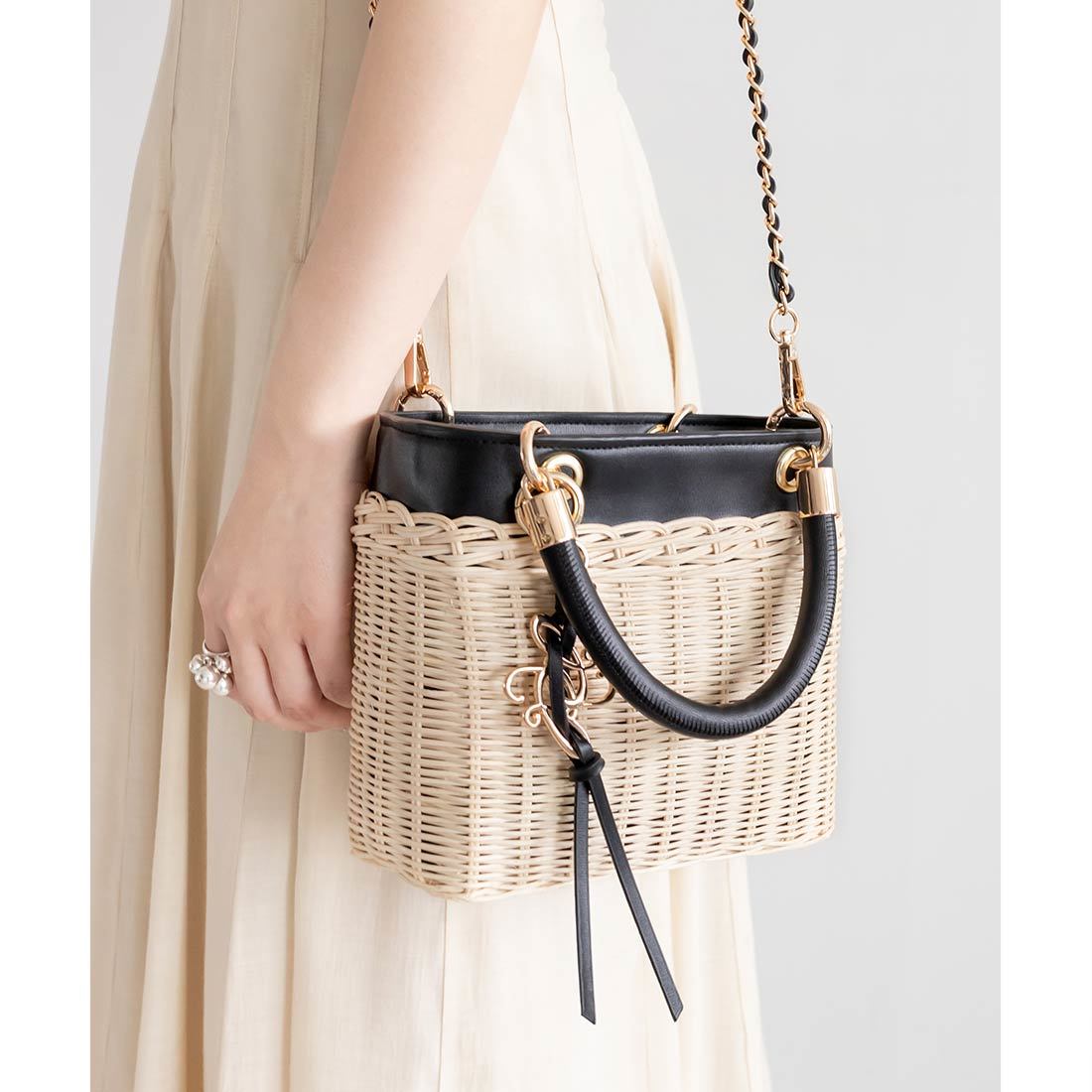 24春夏新作＞チェーンショルダー2WAYカゴバッグ | ランダ(RANDA