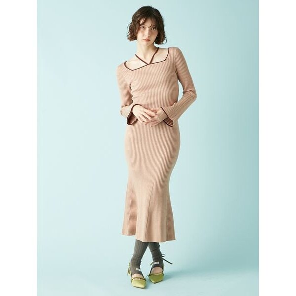 デコルテデザインラメニット2wayワンピース | リリーブラウン(LILY