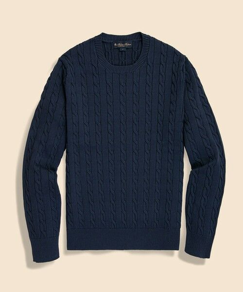 セール】 スーピマコットン ケーブル クルーネックセーター （ニット