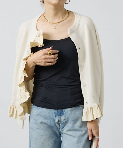 タフタフリルニットカーディガン （カーディガン・ボレロ