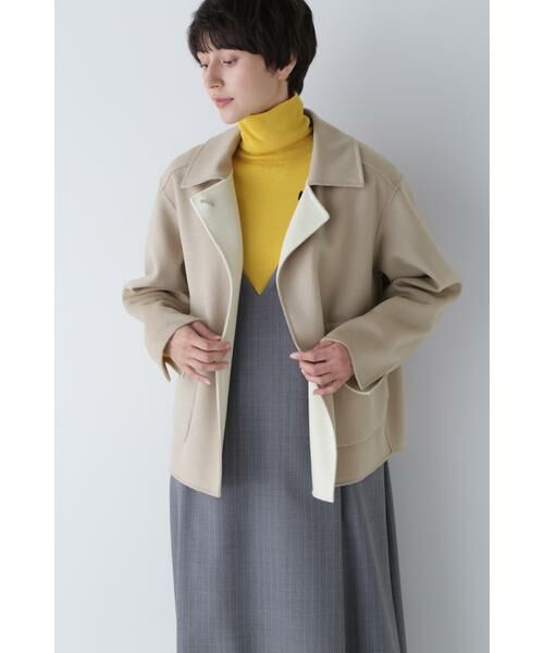 セール】 ◇メルトンバイカラーショートコート （ブルゾン）｜human