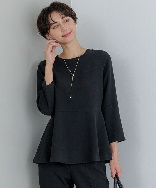 洗える】トリアセダブルジョーゼット ペプラム ブラウス （シャツ