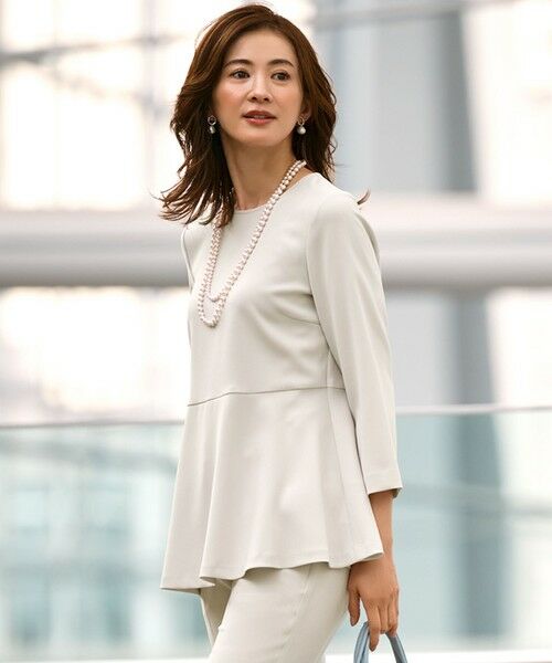 洗える】トリアセダブルジョーゼット ペプラム ブラウス （シャツ