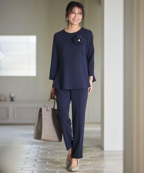 洗える】トリアセダブルジョーゼット ペプラム ブラウス （シャツ