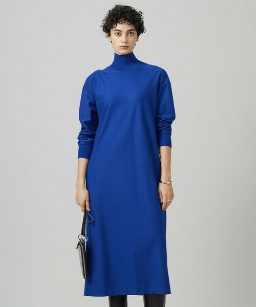 セール】 ウールナイロンツイルジャージ ハイネックワンピース
