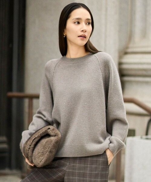 カタログ掲載】ウールカシミヤブレンドスパンコールラグランスリーブ