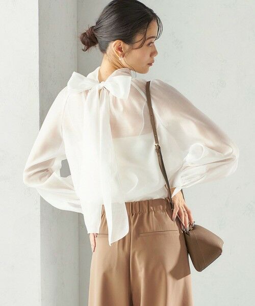 一部追加予約》〈手洗い可能〉オーガンジー リボン ブラウス （シャツ