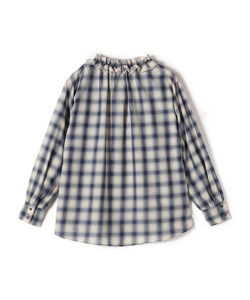 セール】 SHIPS Colors:〈手洗い可能〉オンブレチェック フリルネック