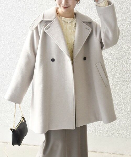 WEB限定】SHIPS any: PURE WOOL スタンド & テーラード ハーフ コート