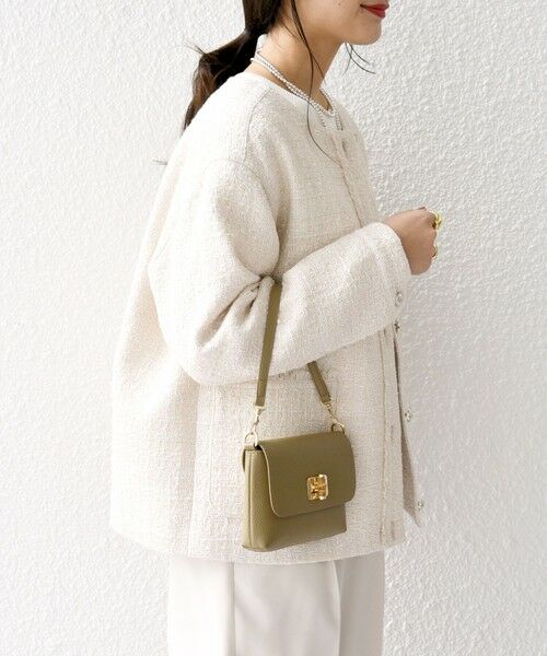 セール】 SHIPS any:ノーカラー ツイード ジャケット［NAVY BLUE