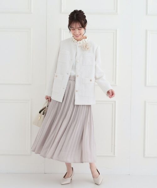 S-3L/洗える/セレモニー】さらり軽やか フリルスタンドカラーブラウス