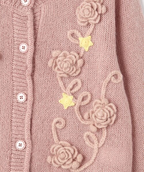 セール】 花と星モチーフ使いニットカーディガン （カーディガン