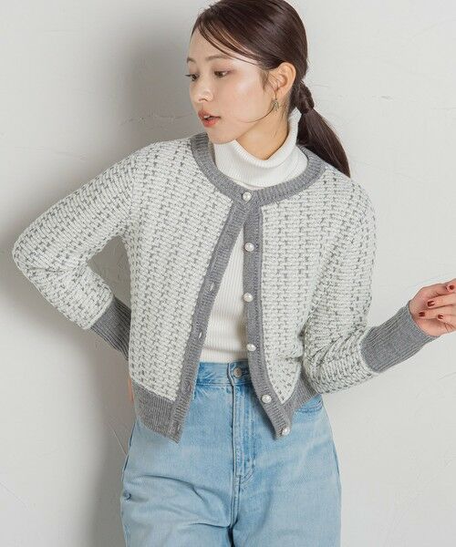 セール】 ツイードジャガードカーデ≪手洗い可能≫ （カーディガン