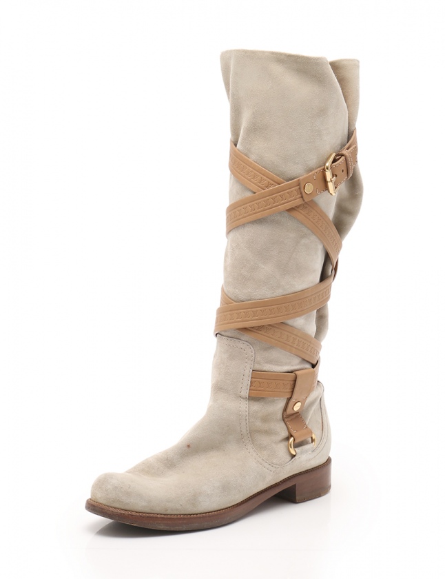 ルイヴィトン LOUIS VUITTON ロングブーツ ライトグレー ベージュ 35.5