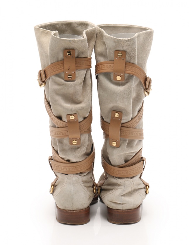 ルイヴィトン LOUIS VUITTON ロングブーツ ライトグレー ベージュ 35.5