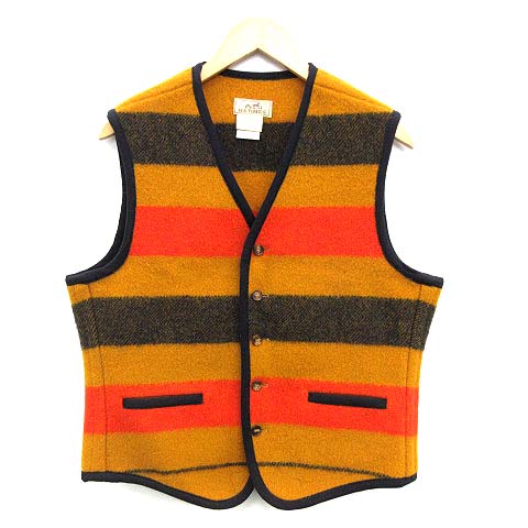 エルメス HERMES ロカバール ベスト ウール ボーダー ソルド品 50 L