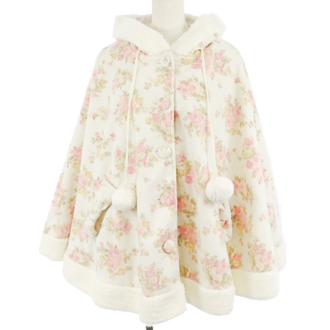 未使用品 リズリサ LIZ LISA ジャケット ポンチョ 花柄 リボン フード