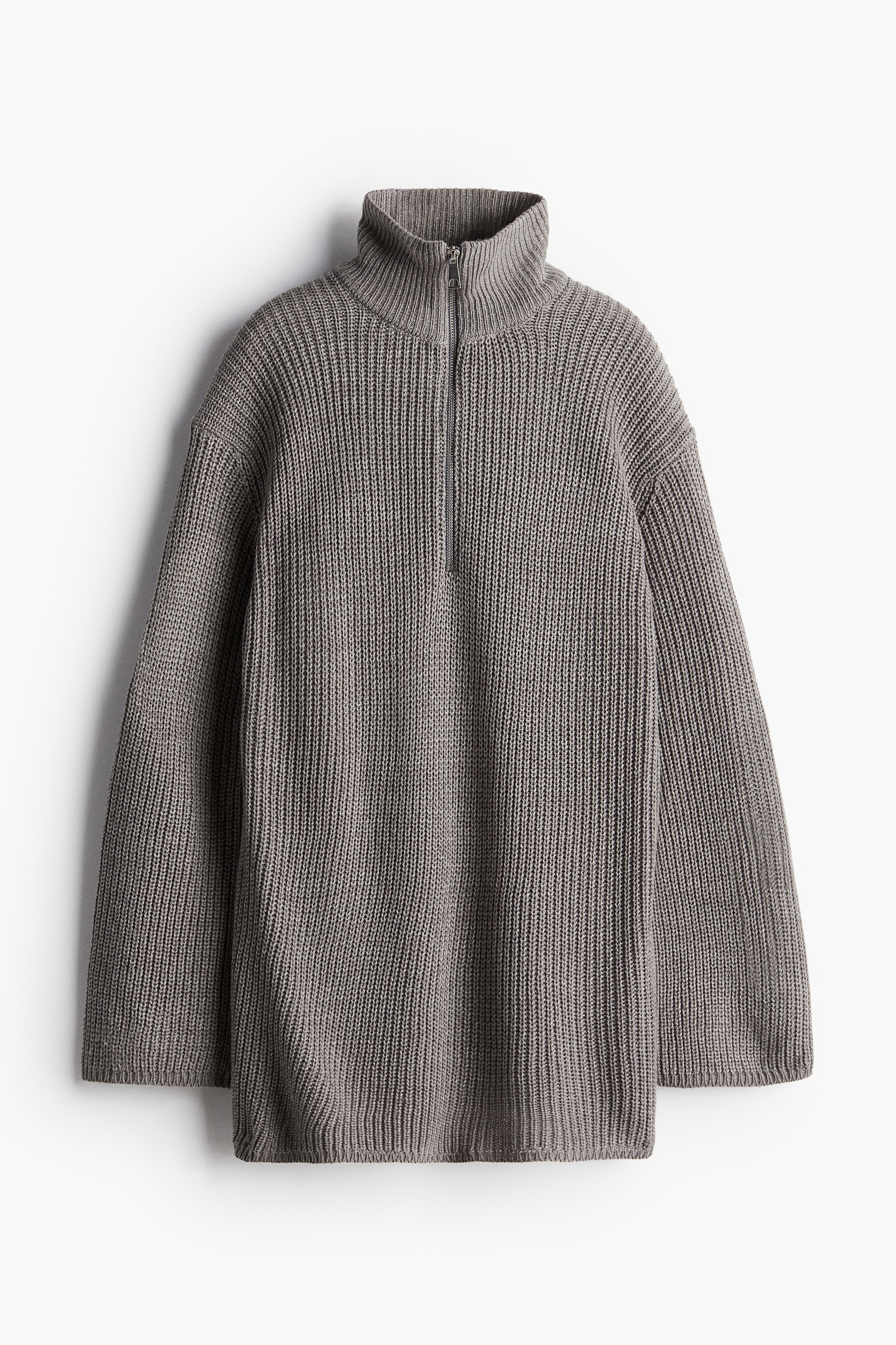 Chunky-Knit Half-Zip Sweater - Gray - Ladies | H&M US