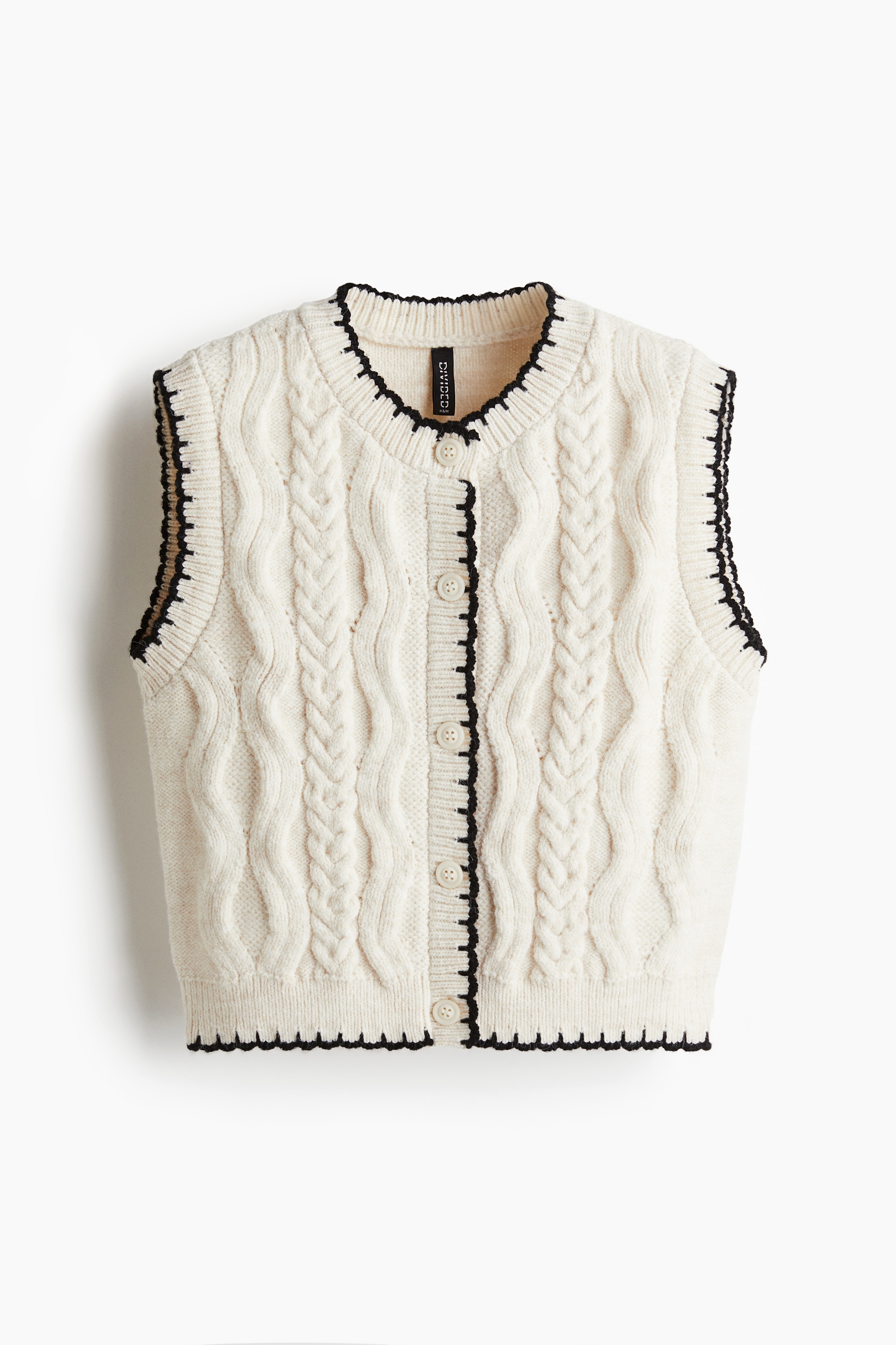 Button-Front Cable-Knit Sweater Vest - Cream - Ladies | H&M US