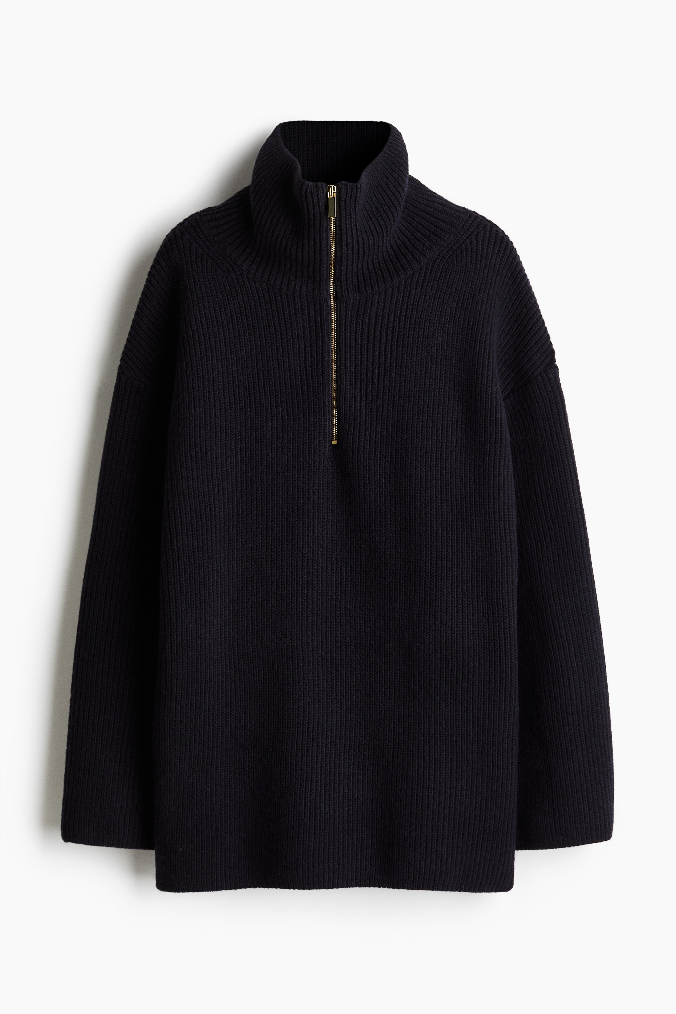 Rib-knit Half-zip Sweater - Navy blue - Ladies | H&M US