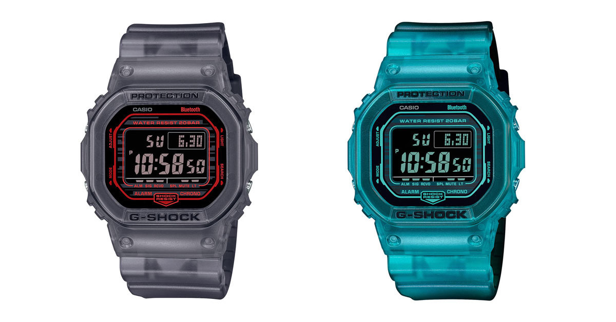 G-SHOCKの定番スクエアケースにモバイルリンク！ スケルトンもクールな