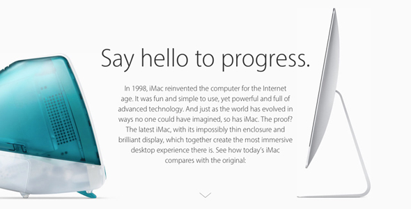 新型iMacと初代iMacを比べてみると……？ アップルが「Then and Now」を
