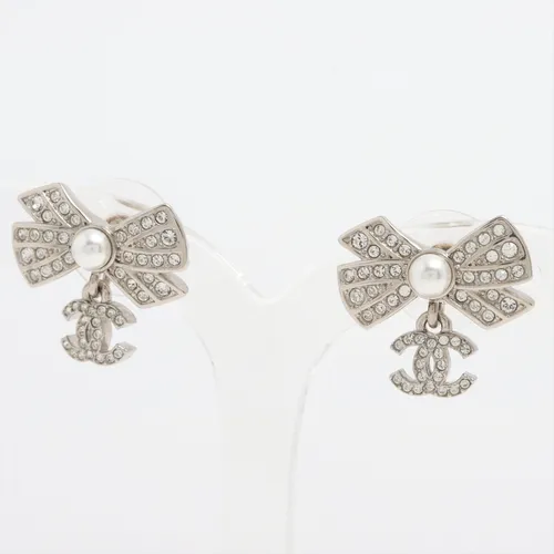 シャネル ココマーク リボン メタル×ラインストーン ピアス(両耳用