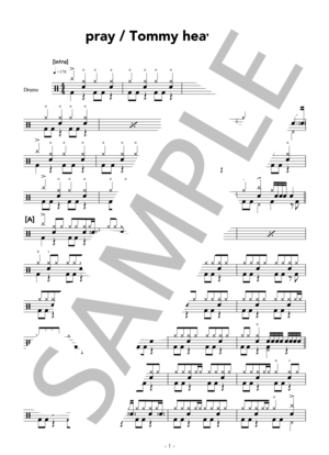 楽譜】Pray / TOMMY HEAVENLY 6 (ドラム / 初〜中級) - Piascore 楽譜