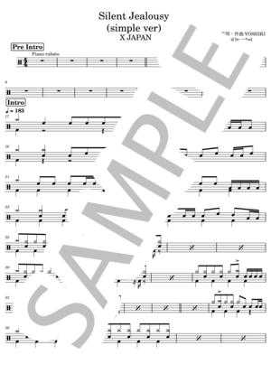 楽譜】Silent Jealousy / YOSHIKI (ドラム / 上級) - Piascore 楽譜ストア