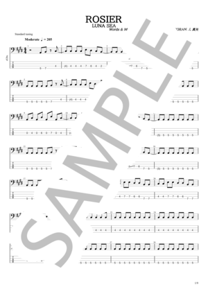 楽譜】ROSIER / LUNA SEA (エレキベース / 中級) - Piascore 楽譜ストア
