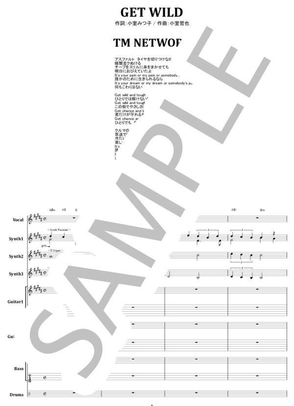 楽譜】TMN / GET WILD バンド・スコア from68 / TM NETWORK (バンド