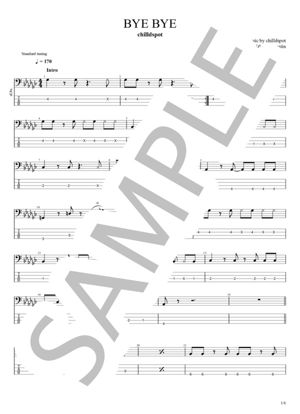 楽譜】BYE BYE / chilldspot (エレキベース / 初〜中級) - Piascore