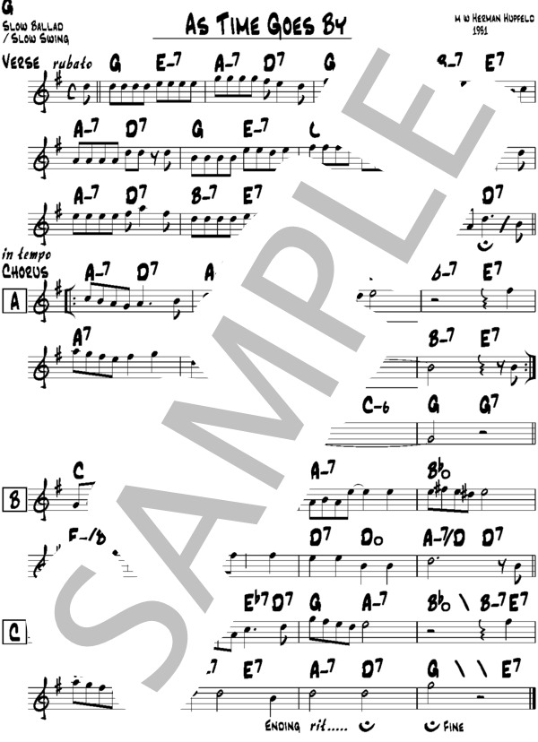 楽譜】As Time Goes By / ハーマン・フップフェルド (メロディ